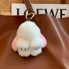 Pluffy Rabbit Keychain Rhinestone 다이아몬드 모조 다이아몬드 크리스탈 카 키링 모피 버니 플러시 장난감 장난감 키 체인 소녀 핸드 백 매력 액세서리