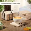 Table Mats 16pcs/32pcs Unfinished Wood Coasters With Holder And Non-Slip Pad - 4 Inch Blank Wooden For Crafts Painting Engraving