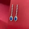 Stud Earrings S925 Sterling Silver European And American 5 10mm Horse Eye Sapphire Light Luxury Versatile