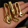 4 piezas Cinturón de latón sólido U Hook Keychain Key Ring Billet Fob Clip de pescado retro Vintage con O Anillo 3 Tamaños disponibles