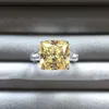 Band Rings Avsluta Big Bling Yellow Zircon Silver Womens Wedding Engagement Fashion Jewelry Nyår 2024 Ring Womens Diamond Ring J240410