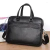 Briefcases Leather Men's Briefcase Bag Large Capacity Laptop Handbags Male Genuine Shoulder Bags High Quality Men Business