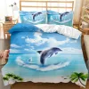 Shark Duvet Cover Set Shark Ocean Marine Bedding Set Bedclothes Underwater Animal Pattern Queen King Size Polyester Qulit Cover