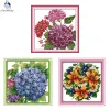 Joy Sunday Hydrangea Series Pattern Croce Croce 14ct White 11ct Kit a punto croce kit set da ricamo a bordo fai -da -te