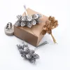 10 PCs Golden Silver Pine Cone Decorações de Natal para Casa de Casamento em casa Captura de folga DIY Planta artificial da caixa de presente