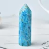 Luce naturale color blu apatite Crystal Point guarigione pietra obelisco di quarzo bacchetta bellissima ornamento per decorazioni per la casa pietra