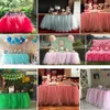 22m bankett bordduk elastisk tyll mesh bord kjol bordsduk gaze hantverk bröllop fest bordslöpare dekor