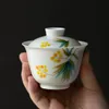 Boutique da 110 ml boutique Pure dipinte a mano pipa art tè in porcellana bianca produttore di tè gaiwan ciotola per la casa per tè kung fu la cerimonia