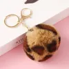 8cm Pompom Keychain Rings Bag Charms Car Keyring Holder Gold Key Chains Pompons Fake Faux Rabbit Fur DIY Pom Poms Balls Fashion Women LL