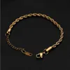 Aço inoxidável 16+5 Twists fritas Torções de pulseira Titânio Tecida Gold Girls Hip Hop 18K