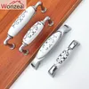 Ceramic Dresser Pulls Drawer Zinc Alloy Furniture Handles Kitchen Cabinet Door Knobs Silver Porcelain Hardware Accessories