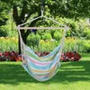 Swing Chair Outdoor Garden Patio Hanging Rope Swing Chair Seat Porch Hammock Bench with Wood Stretcher