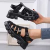 Zomer Fashion Gladiator Women N Band Crosstied Platform Square Heel Peep Toe Rome Design Sexy Mature Shoes Ladies Vrouw Y240327