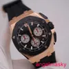 AP Moissanite Wrist Watch Mens Watch Royal Oak 26420ro Black Disc Chronograph Rose Gold Watch Automatic Mécanique Swiss Luxur Luxury Sports Sports Diamètre Full Diamètre 4