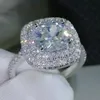 Cluster Anneaux LMNZB 2022 925 Mariage en argent sterling pour les femmes Fleur romantique en forme de diamant de fiançailles diamant bijoux LR6803404