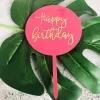 Ins Gelukkige Verjaardag Acryl Cake Topper Roze Cirkel Double Layer Cupcake Topper Voor Verjaardagsfeestje Taart Decoraties Baby Shower