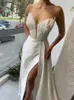 Parti Elbiseleri Kadın Seksi V Yastık Denizkızı Tüyler Kolsuz Kat Uzunlukta Resmi Gece Elbise/Gelin Düğün Promu Gowns