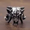 Satan Satan Baphomet Skull Ring Men 14K Gold Motor Motor Ring Male Abertura do Punk Goth Ring Tamanho 7-14