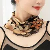 Halsdukar 2024 Fashion Flower Printing Designer Women Ring Scarves Neck Soft Scarf For Cover Sunscreen Veil Ice Silk Face Mask 240410