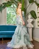 Urbane sexy Kleider Rüschen Prom Kleider Schatz Blume Tüll Kleid Meerjungfrau Langes Floor Abendkleid mit Zug elegante Frau Kleid Plus Größe 24410