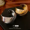 Metal Style Cross Striped Open Bangle with Exaggerated High-end Feel, Personalized Fashion Trend Bracelet