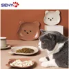 Cat Bowl Ceramic Dog Bowl Bear Bowl Cute Anti-Overturning Cat Plate Rice Bowl Cat Food Bowl Pet Single Bowl Kitten Pet Supplies