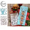 QWELL Deer Head Foot Bell Metal Cutting Dies Match Clear Stamps Happy Holiday Words DIY Craft Paper Card Making Die Cut 2020