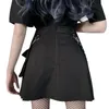 Kjolar kvinnor punk stil kjol hög midja kort a-line flare gothic y3k damer cross harajuku 90s e-girl streetwear