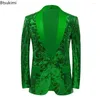 Costumes masculins 2024 Sequins Evening Party Club Suit Jacket Luxurious Wedding Dance Performance Robe Blazer Masher Coats