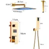 Poiqihyデジタルディスプレイシャワー蛇口ゴールデンLEDライトシャワーセット壁取り付け温度ショー隠しシャワーミキサータップ