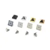 KALASO 100Sets 6mm Silver Black Rosegold Gold Plated ABS Pyramid Square Punk Studs Rivets Spikes for Shoes Bag Garment Decor