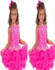 Sweet Pink High Neck Girls Pageant Dresses With Beaded Crystals Tiered Children Birthday Wedding Party Gowns Teenage Princess Todd4171527