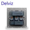 Delviz Universal USB Socket, 2A porta de carregador USB dupla, controle de interruptor, painel de vidro de cristal, soquete de energia da parede do plugue elétrico tipo C