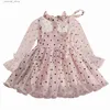 Mädchenkleider 2-7 Jahre Polka-Dot-Mädchen Prinzessin Kleid für Kinder Frühling Herbst Langarm Elegante Geburtstagsfeier Kleid Kinder Casual Clothes L47