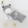 Newborn Teddy Hat Toy Set Photography Props Knit Fluffy Animal Filler Bonnet Photo Shoot Amigurumi Toy