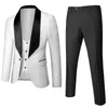 Erkekler Takım Sonbahar Beyaz Erkekler Düğün Üç Parça Büyük Boy S-5XL Blazer Setleri Palto Pantolon Yelek Moda Slim 6 Renk Seçenekleri