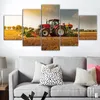 5 peças Arte da parede Arte obra de arte vermelha Harvester na fazenda Impressão de impressão Decoração HD Poster Pintura da estrutura da sala de estar