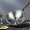 Kinesisk wok obelagd non-stick 34 cm wok biff och ägg stekpanna avtagbart trähandtag diskmaskin helt kök köksredskap