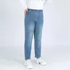 Klassieke blauwe dames pant jeans 9xl 140 kg 7xl 6xl plus maat grote hoge taille elastische denim broek vrouwelijke casual slanke broek 240403