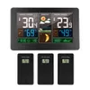 Corloge murale LCD Station météorologique numérique 3 Capteur sans fil sans fil thermomètre intérieur thermomètre baromètre Prévision de la montre moderne Y20329U