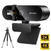 Kamery internetowe 2K 4K Mini kamera internetowa 1080p z mikrofonem statywem do komputera komputerowego USB Webcan Full HD Cam Autofocus może przesyłać strumieniowanie do przesyłania strumieniowego