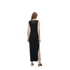 Lee206 Luxury Designer Ny broderad bröst Pure Cotton Sticke Classic Women's Dress Thread Sleeveless Side Slim Tank Long Dress Sexig