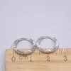 Hoop Earrings Real 18K White Gold Woman Luck Full Star Stamp Au750 10-13mmW