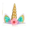 Rainbow Unicorn Horn Wings Cake Topper decorativo per bambini festa di compleanno Cake deco Boy Girl Bombons