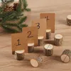 10Pcs Table Numbers Wedding Wooden Table Name Holder Place Card Holders Stand Card Photo Clip Party Decorations Name Sign Rustic