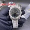 NEW arrived iced out stainless steel 39mm shiny case grey face automatic smooth sweeping hands diamonds everythere in buckle watch288e