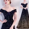 Party Dresses Shiny Sequin Evening 2024 Elegant Off the Shoulder Suknie Wieczorowe Classic Lace Up Simple Vestido Longo Festa