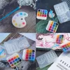 1 Set Pigment Brush Paint Tratobox Epoxy Harts Casting Mold Palette Pendant Keychain Silicone mögel för DIY hantverk smycken