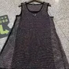 women's shiny rhinestone Hollow out camisole designer fashionable female Summer vest sexy ladies casual tees Dresses