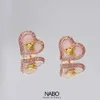 Designer Viviane Westwood High Version Impératrice Dowager Xis Love Pink Shell Boucles d'oreilles Saturne Femelles exquises et petites boucles d'oreilles en forme de coeur en diamant